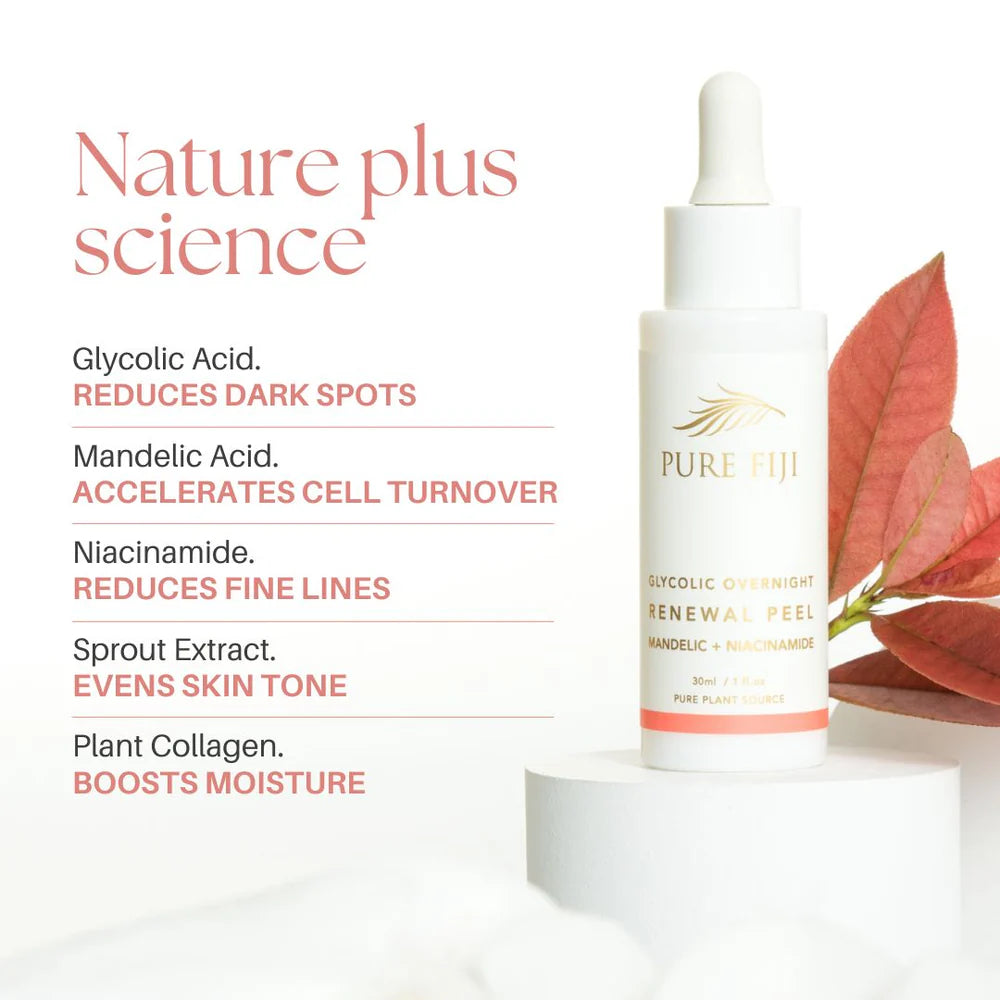 Pure Fiji - Glycolic Overnight Renewal Peel with Mandelic + Niacinamide 30ml